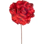 Floare decorativă de Crăciun MagicHome, trandafir roșu, 17 cm