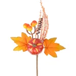 Crenguță decorativă de toamnă MagicHome Nature, portocalie, 22 cm