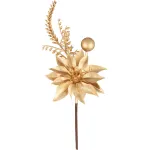Crenguță decorativă de Crăciun MagicHome cu poinsettia aurie, 24 cm