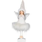 Decorațiune înger de Crăciun MagicHome, alb elegant, 4,5x11x15 cm