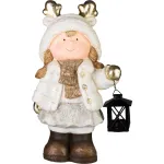 Decorațiune de Crăciun MagicHome, fetiță cu lampă, 15x22,8x40 cm