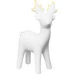 Decoratiune de Craciun ren din portelan alb cu accente aurii 13,5 cm