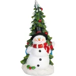 Decoratiune de Craciun cu om de zapada si brad MagicHome, 20 cm