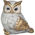 Decorațiune de Crăciun MagicHome, bufniță albă cu accente aurii, 7x9x9,5 cm