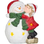 Decoratiune de Craciun cu fetita si om de zapada, LED, 8x12,5x15,8 cm
