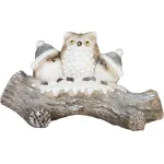 Decorațiune de Crăciun LED cu bufnițe pe trunchi înzăpezit 49,5 cm