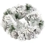 Coronita de Advent alba MagicHome Vianoce, decor festiv elegant, 32 cm