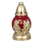 Candelă funerară ornamentală din sticlă roșie, 20 cm, 18 ore
