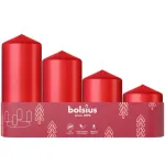 Lumanari Advent Bolsius tip stalp, rosii, set 4 buc, 60-120x48 mm