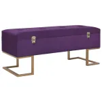 Banchetă cu un compartiment de depozitare violet 105cm catifea GartenMobel Dekor
