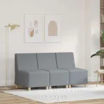 Unitate Sofa Modulară Fără Brațe 3 pcs Gri deschis GartenMobel Dekor