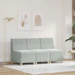 Unitate Sofa Modulară Fără Brațe 3 pcs Gri deschis GartenMobel Dekor