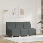 Unitate Sofa Modulară Fără Brațe 3 pcs Gri închis GartenMobel Dekor