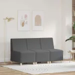 Unitate Sofa Modulară Fără Brațe 3 pcs Gri închis GartenMobel Dekor