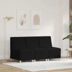 Unitate Sofa Modulară Fără Brațe 3 pcs Negru 55 x 74 x 82 cm GartenMobel Dekor