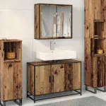 Set de mobilier pentru baie 2 pcs Lemn Vechi Lemn compozit GartenMobel Dekor