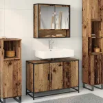 Set de mobilier pentru baie 2 pcs Lemn Vechi Lemn compozit GartenMobel Dekor