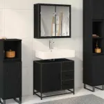 Set de mobilier pentru baie 2 pcs Stejar negru Lemn compozit GartenMobel Dekor
