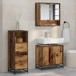 Set de mobilier pentru baie 3 pcs Lemn Vechi Lemn compozit GartenMobel Dekor