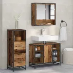 Set de mobilier pentru baie 3 pcs Lemn Vechi Lemn compozit GartenMobel Dekor