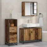 Set de mobilier pentru baie 3 pcs Lemn Vechi Lemn compozit GartenMobel Dekor