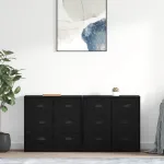 Bufeturi 2 pcs Stejar Negru 70 x 35,5 x 67,5 cm Lemn compozit GartenMobel Dekor