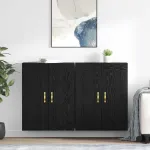 Cabinet suspendat 2 pcs Stejar Negru 69,5 x 34 x 90 cm GartenMobel Dekor