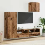 Unități pentru Pereți de TV 4 pcs Lemn Vechi Lemn compozit GartenMobel Dekor