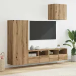 Unități pentru Pereți de TV 4 pcs Stejar Artizanal GartenMobel Dekor