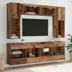Set Dulap pentru Televizor Montat pe Perete 6 pcs Lemn vechi GartenMobel Dekor
