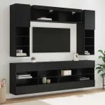 Set Dulap pentru Televizor Montat pe Perete 6 pcs Stejar Negru GartenMobel Dekor
