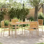 Scaune de grădină stivuibile 4 pcs Maro și Bej 54 x 56 x 90 cm GartenMobel Dekor