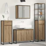 Set de mobilier pentru baie Stejar Artizanal Lemn compozit GartenMobel Dekor