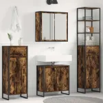 Set de mobilier pentru baie cu ușă Stejar fumuriu Lemn compozit GartenMobel Dekor