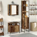 Set de mobilier pentru baie 3 pcs Lemn Vechi Lemn compozit GartenMobel Dekor