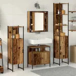 Set de mobilier pentru baie 4 pcs Lemn Vechi Lemn compozit GartenMobel Dekor