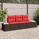 Set de canapea cu pernă 3 pcs Maro poliratan GartenMobel Dekor