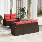 Set de canapea cu pernă 6 pcs Maro Poliester GartenMobel Dekor