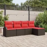 Set de canapele pentru grădină 5 pcs Maro poliratan GartenMobel Dekor