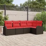 Set de canapele pentru grădină 5 pcs Maro poliratan GartenMobel Dekor