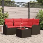 Set de canapele pentru grădină 5 pcs Maro poliratan GartenMobel Dekor