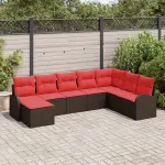Set de canapele pentru grădină 8 pcs Maro Rattan poli GartenMobel Dekor