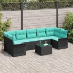 Set de canapele pentru grădină 8 pcs Negru Rattan poli GartenMobel Dekor