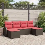 Set de canapele pentru grădină cu pernă 6 pcs Maro Poli Rattan GartenMobel Dekor