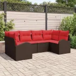 Set de canapele pentru grădină cu pernă 6 pcs Maro Poli Rattan GartenMobel Dekor