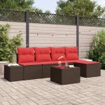 Set de canapele pentru grădină cu pernă 6 pcs Maro poliratan GartenMobel Dekor