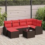 Set de canapele pentru grădină cu pernă 7 pcs Maro Poli Rattan GartenMobel Dekor