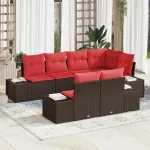 Set de canapele pentru grădină cu pernă 7 pcs Maro poliratan GartenMobel Dekor