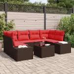 Set de canapele pentru grădină cu pernă 7 pcs Maro poliratan GartenMobel Dekor
