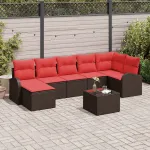 Set de canapele pentru grădină cu pernă 8 pcs Maro Poli Rattan GartenMobel Dekor